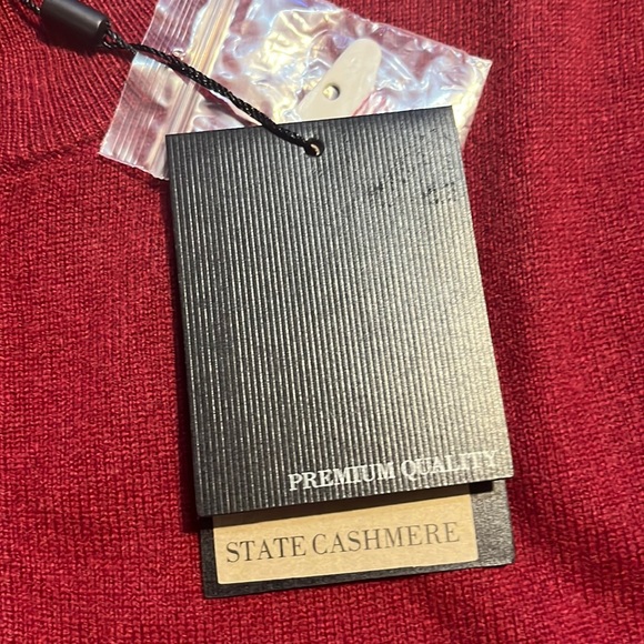 STATE CASHMERE Mock-Neck Quarter Button Polo Sweater Elbow Patch 100% Cashmere L - Picture 10 of 14